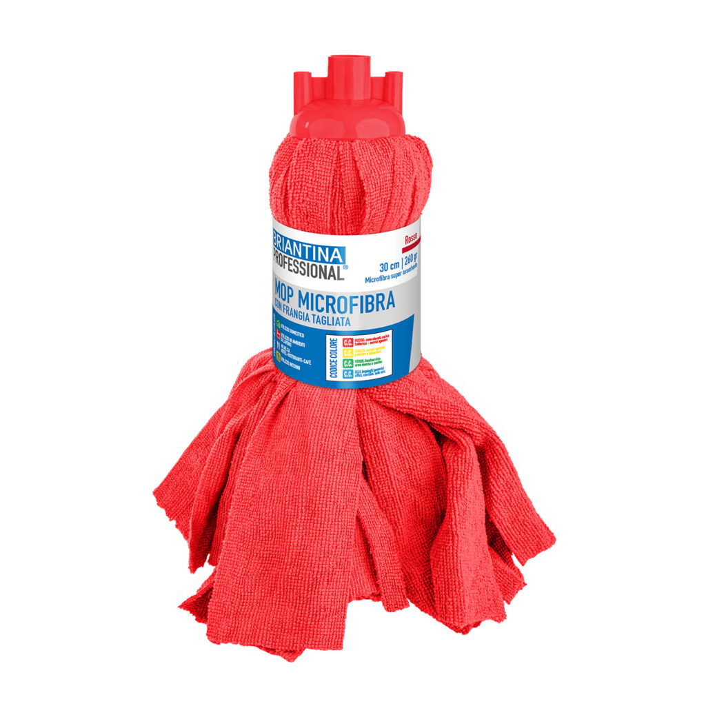 Mop Microfibra a Frangia Tagliata Rossa