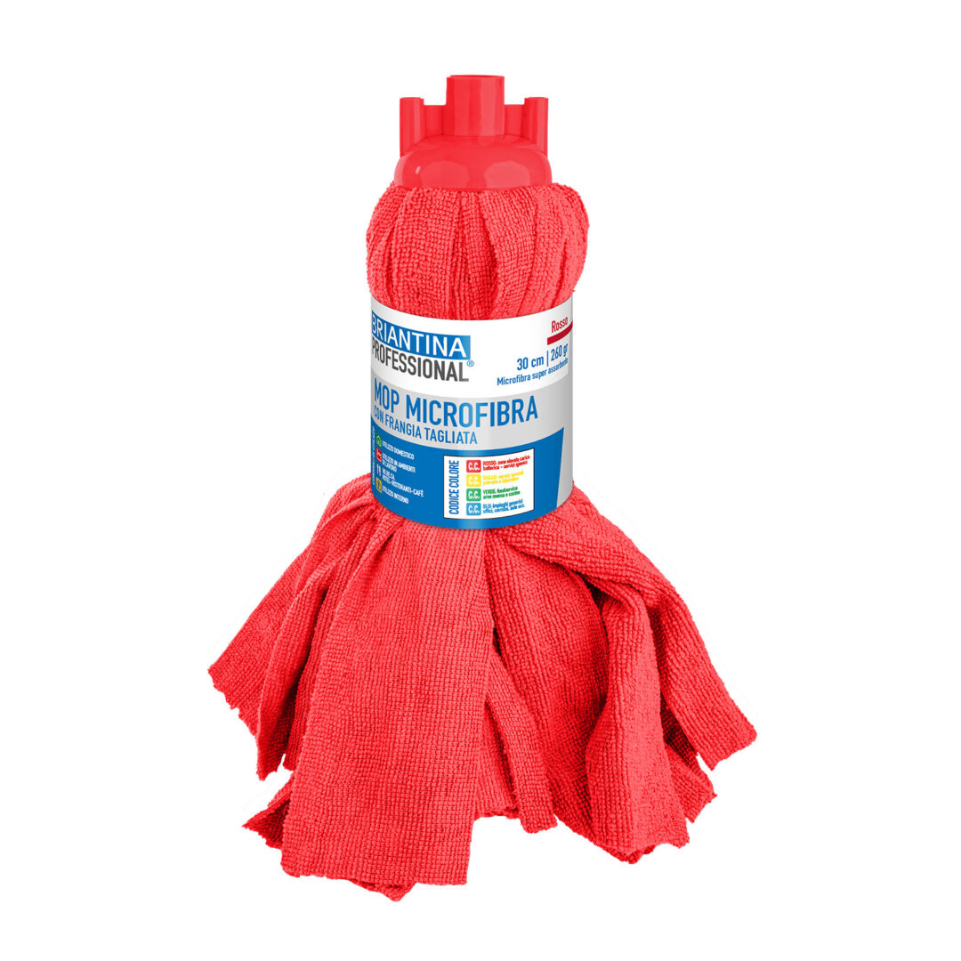 Mop Microfibra a Frangia Tagliata Rossa